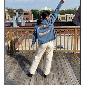 Understated Leather Denim Trucker Jacket